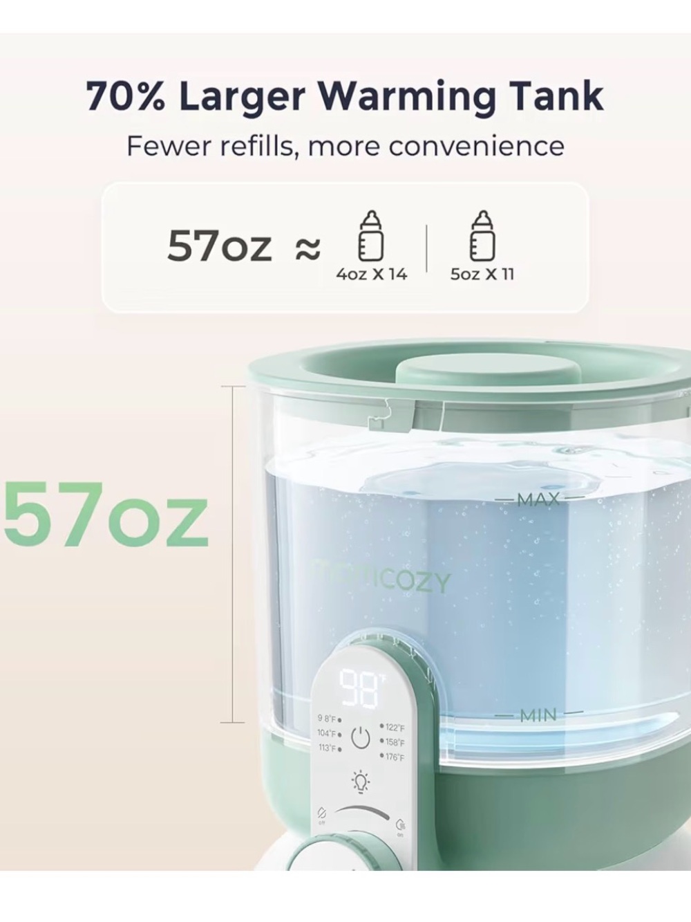 NWT - Momcozy Mint Baby Bottle Water Warmer & Dispenser - Picture 3 of 9